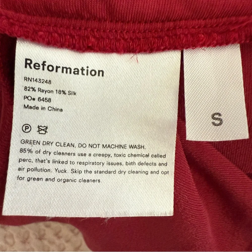 Reformation Crimini Velvet Midi Dress Red Slit Holiday Cocktail Dress S - Picture 11 of 11